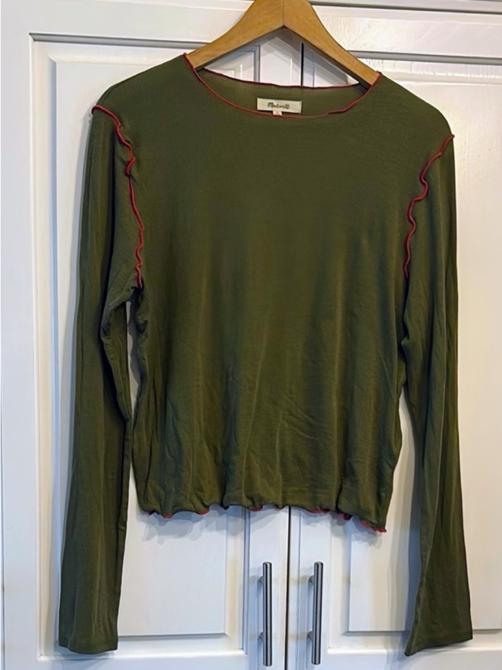 NWOT -  MADEWELL Contrast Stitch Crewneck Crop T-Shirt size Large